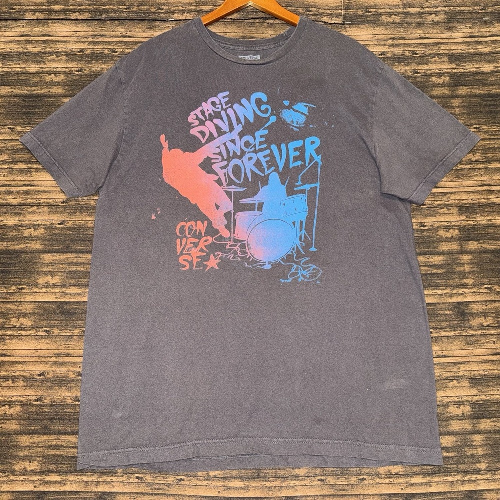 Converse T-Shirt Mens Size XL Gray Stage Diving Since Forever Graphic Tee